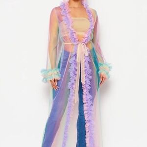 NWT: Long Sleeve Mesh Rainbow Duster